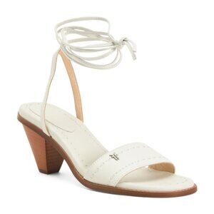NEW FRYE Leather Estelle Ankle Tie Sandals white for women 567mn